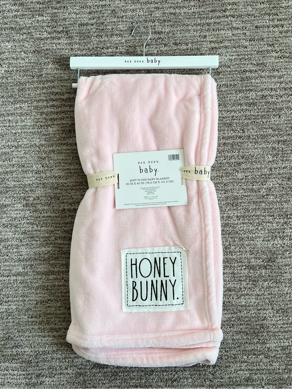 NWT Rae Dunn Pink ‘Honey Bunny’ Baby Blanket